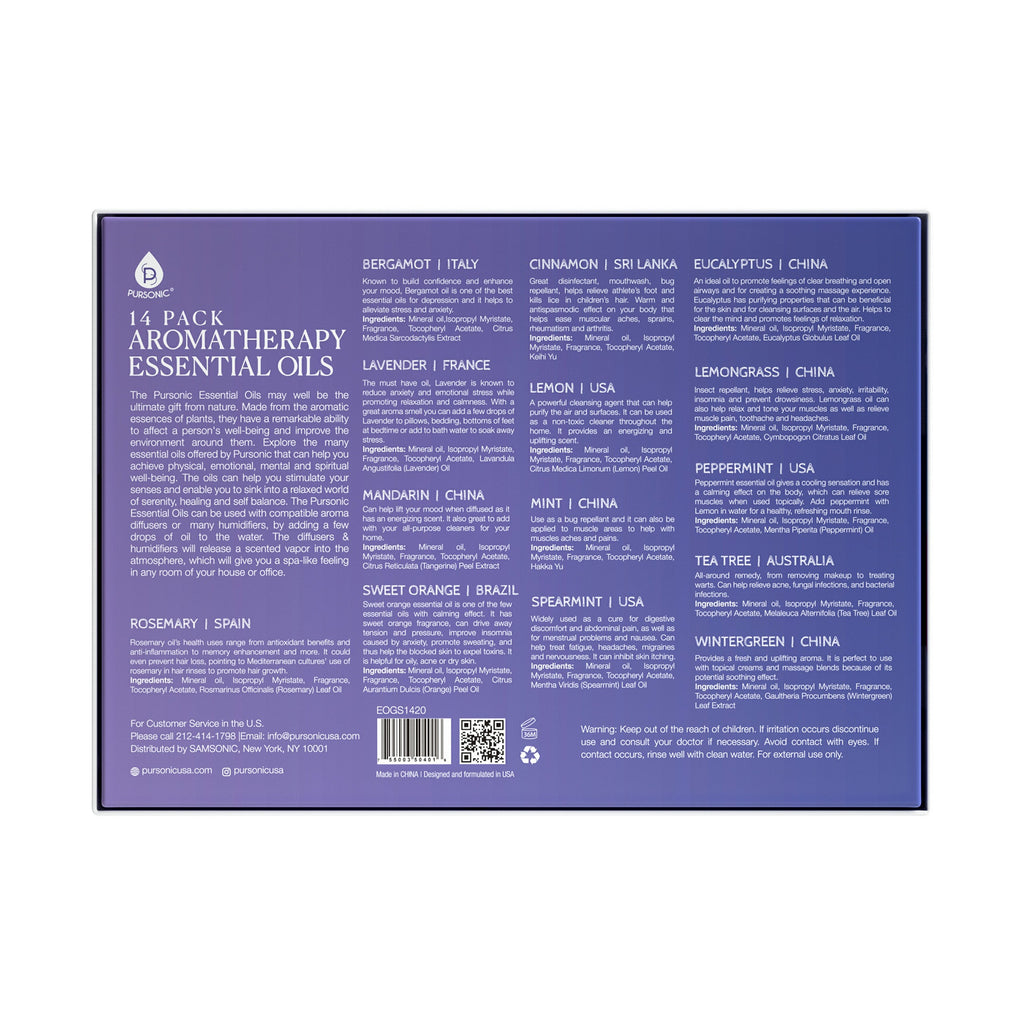 Pursonic Essential Oil Gift Set — 14 Oils