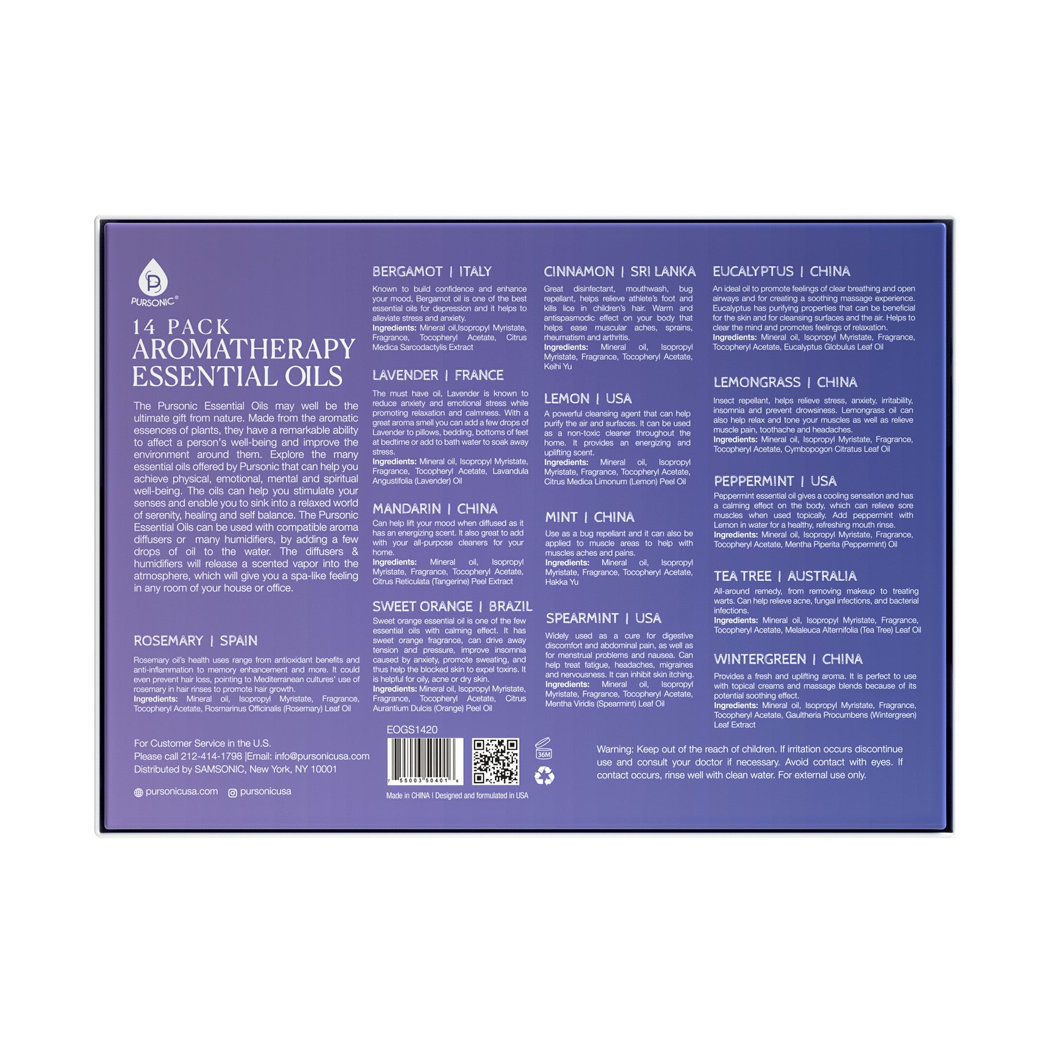 Pursonic Essential Oil Gift Set — 14 Oils