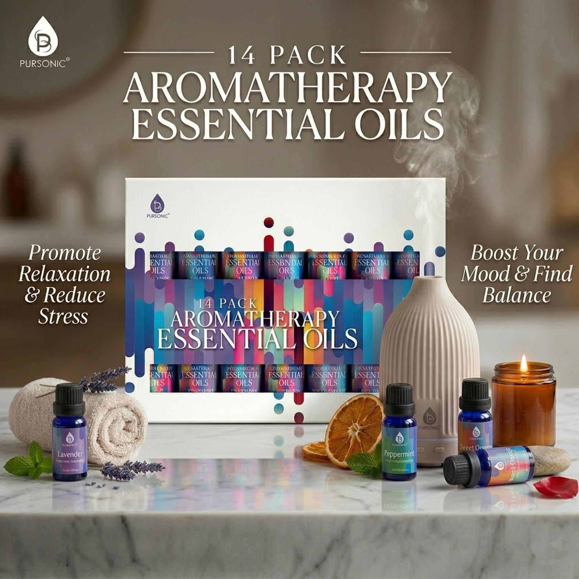 Pursonic Essential Oil Gift Set — 14 Oils